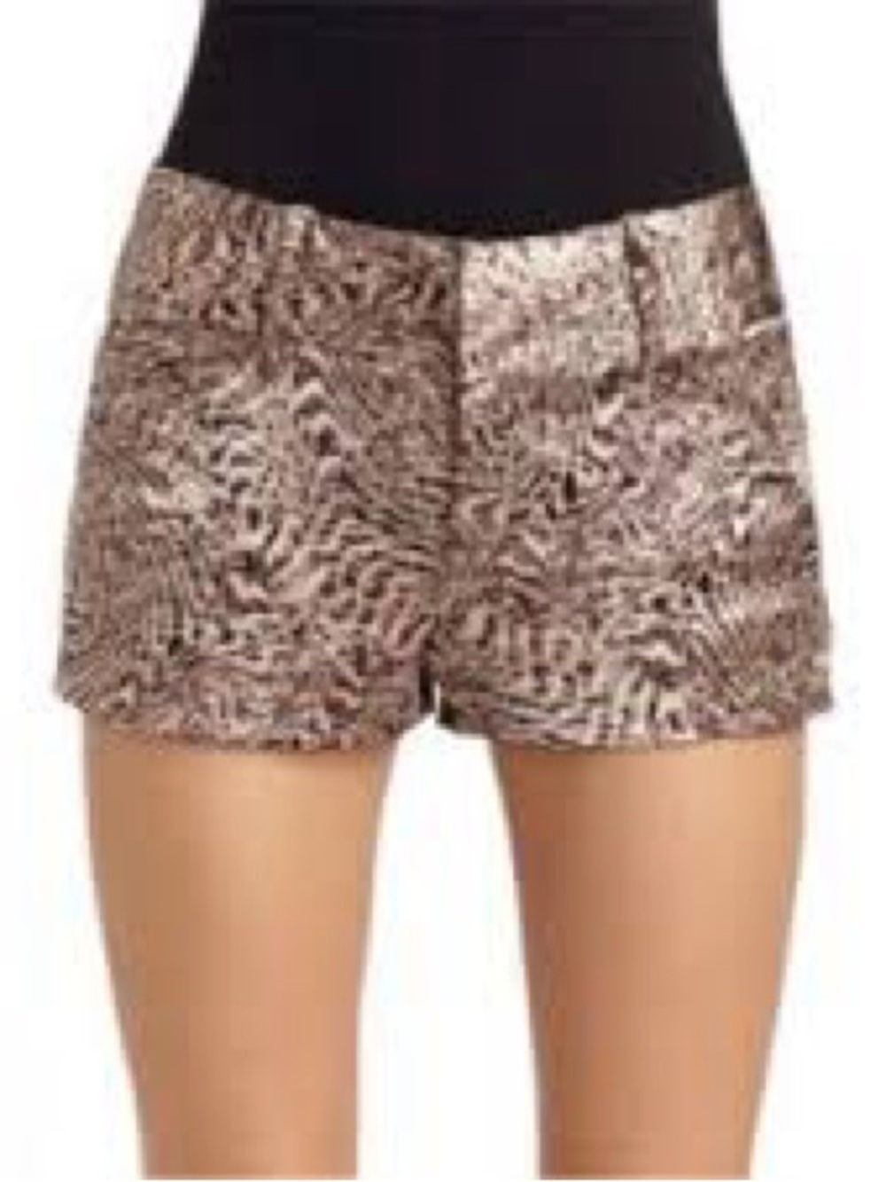 Alice + Olivia Animal-Print Silk Shorts in Brown and Black